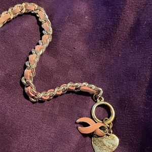 Breast Cancer Awareness Pink and Silver Women's Charm Bracelet